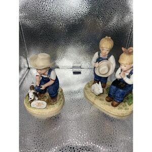 HOMCO Denim Days Figurine‎ Set #1504 And # 886New Beginnings 1985 Home Interiors